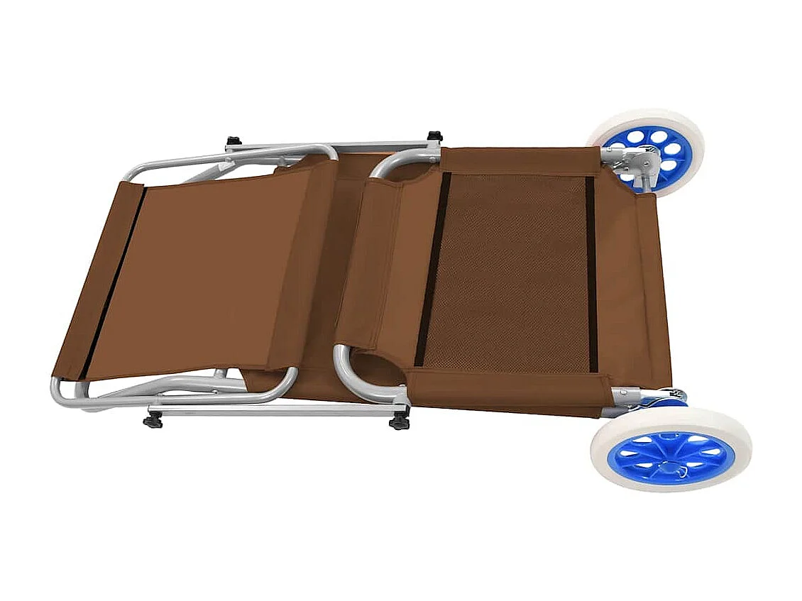 Chaise longue pliable avec auvent et roues Acier Taupe