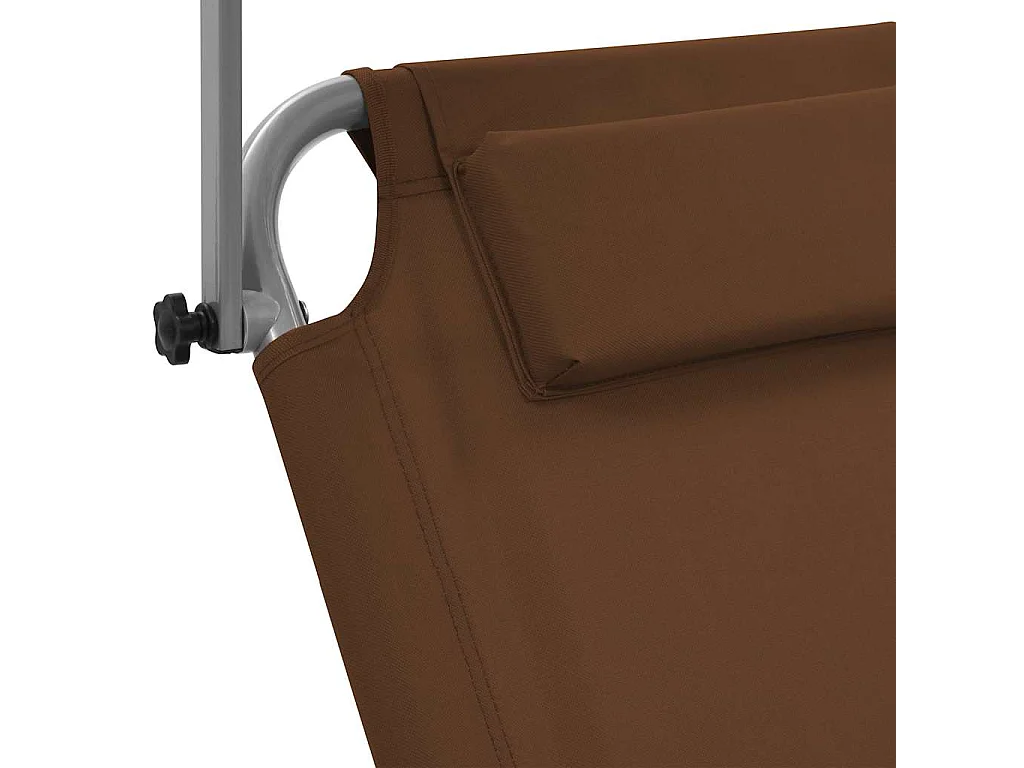 Chaise longue pliable avec auvent et roues Acier Taupe