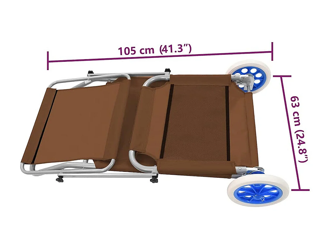 Chaise longue pliable avec auvent et roues Acier Taupe
