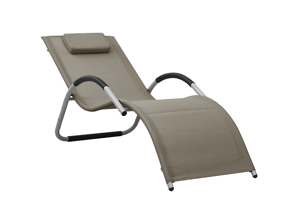 Chaise longue textilène taupe et gris