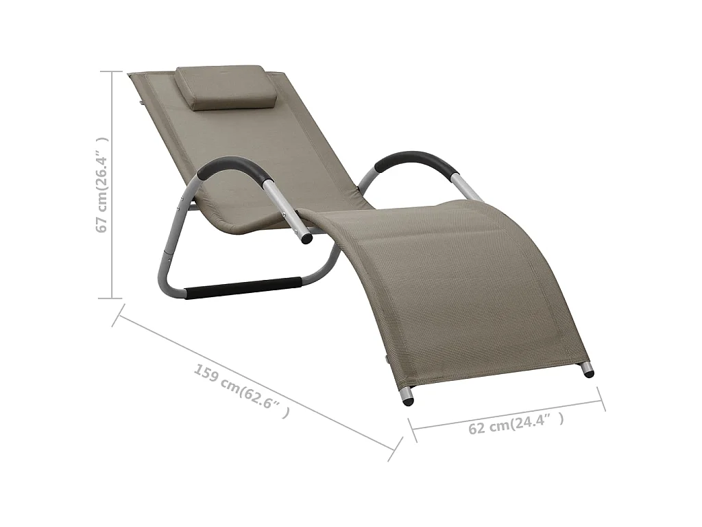 Chaise longue textilène taupe et gris