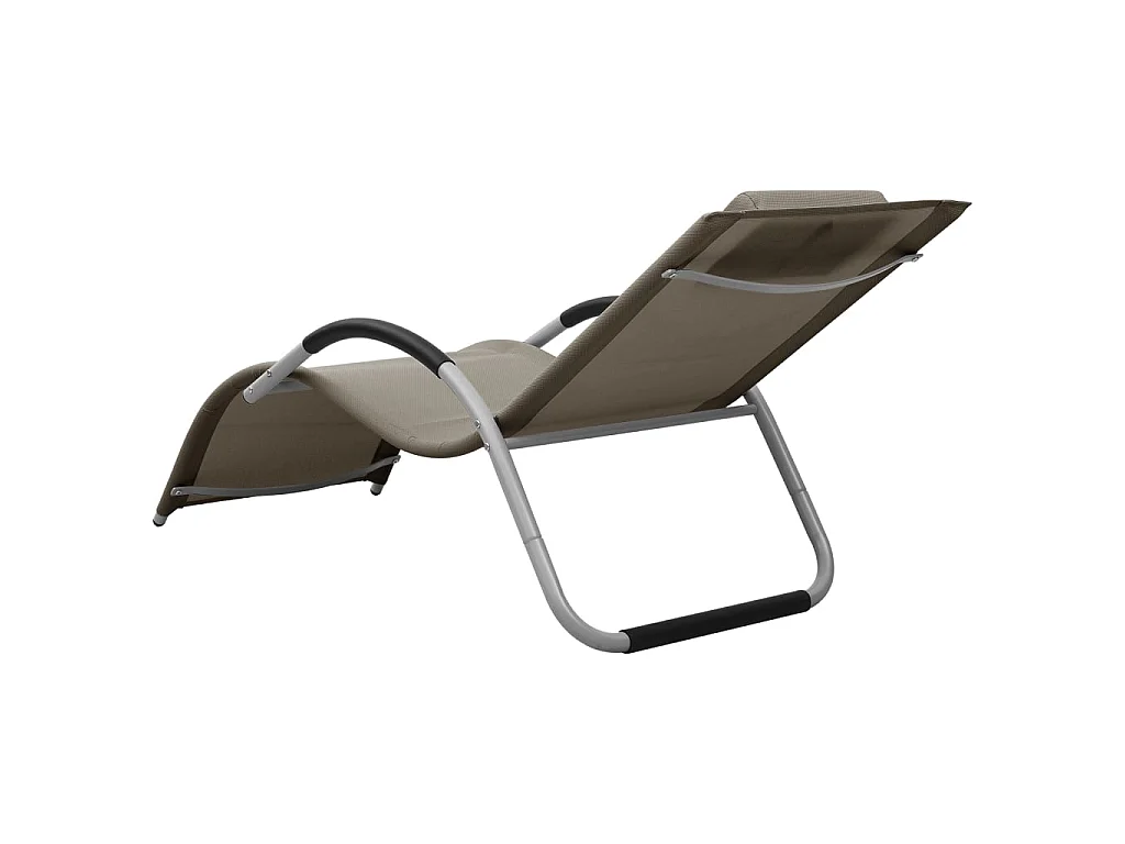 Chaise longue textilène taupe et gris