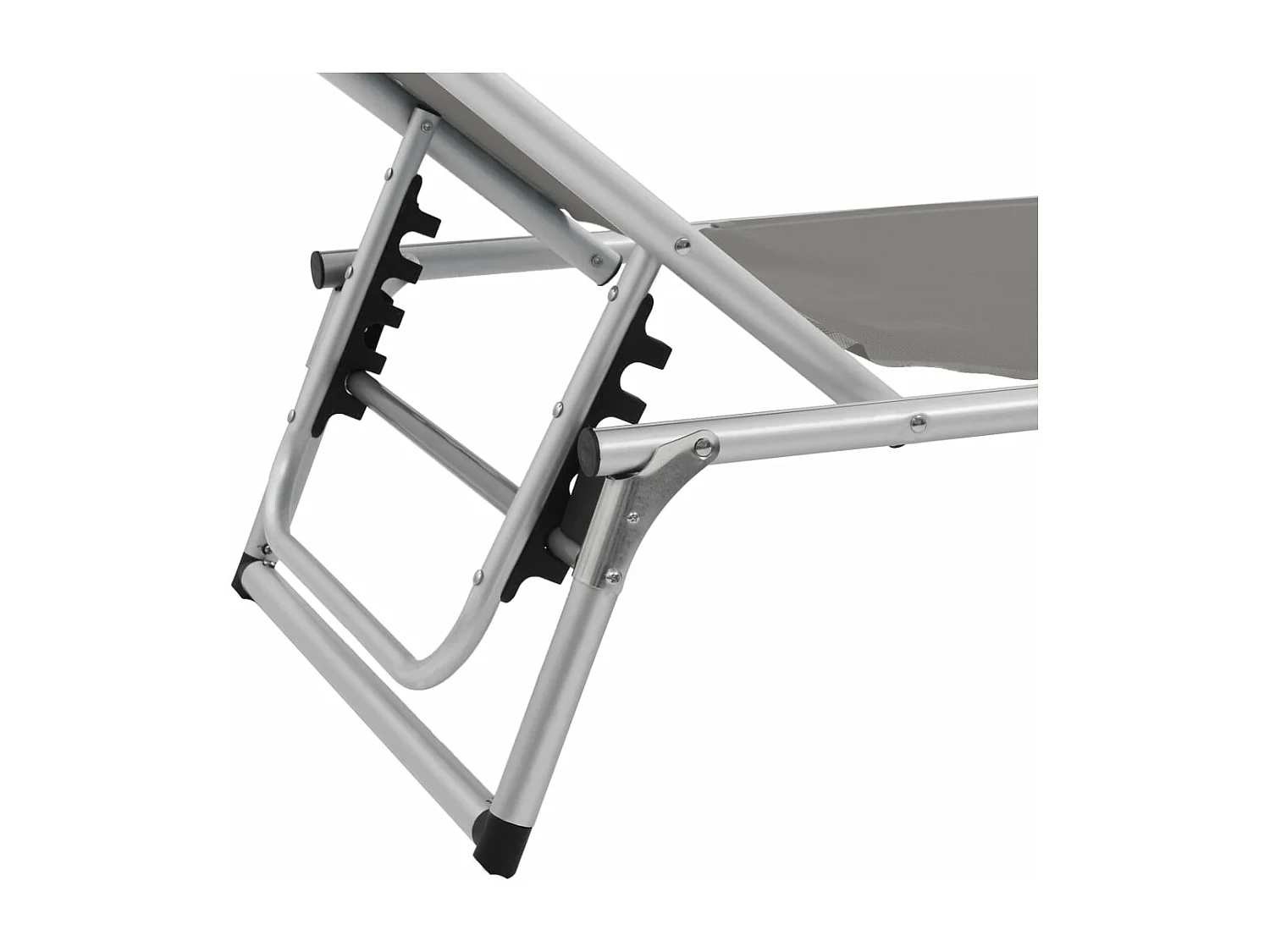 Ligbed inklapbaar met dak aluminium en textileen grijs