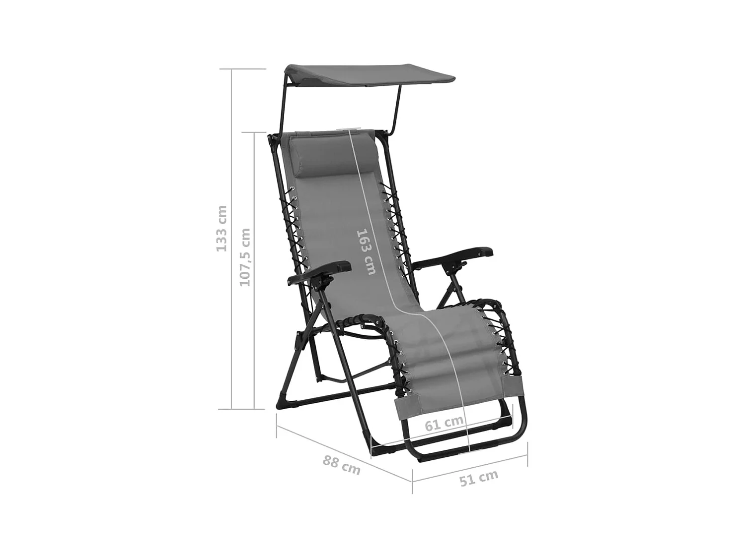 Chaise pliable de terrasse Textilène Gris