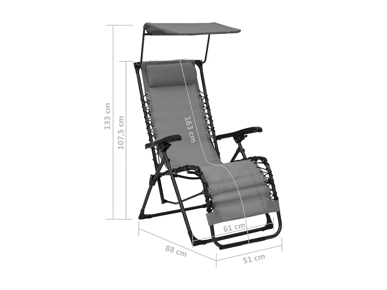 Chaise pliable de terrasse Textilène Gris
