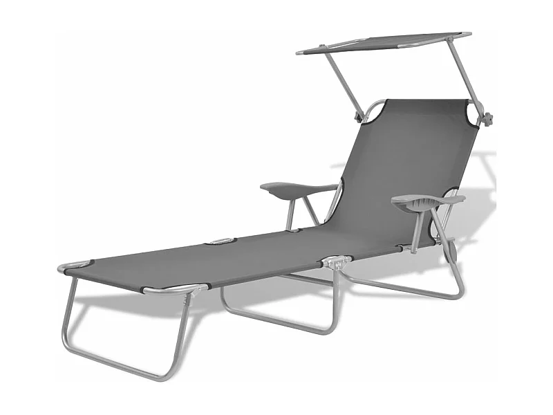 Chaise longue avec auvent Acier Gris