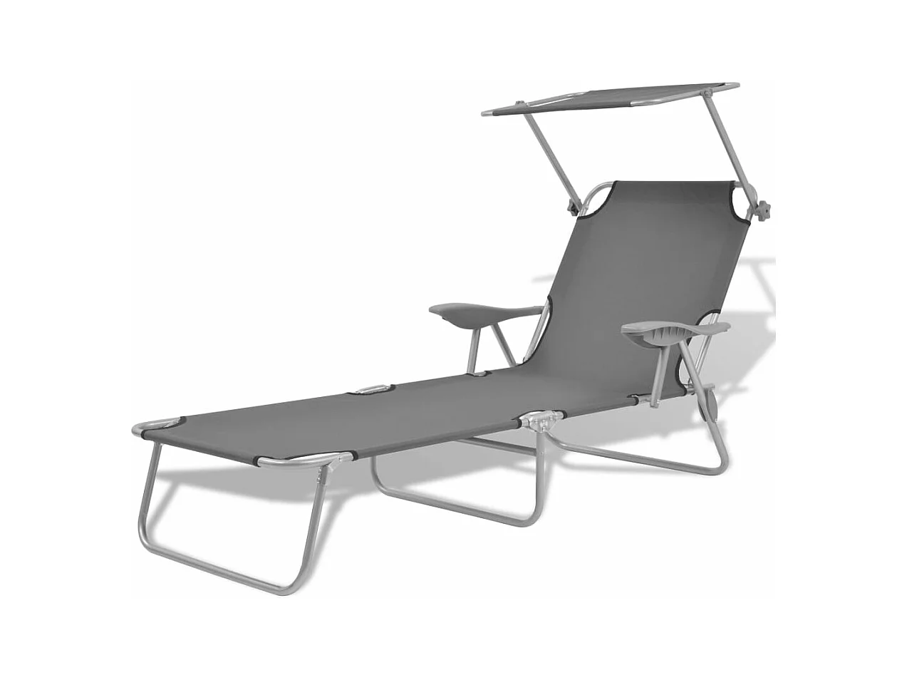 Chaise longue avec auvent Acier Gris
