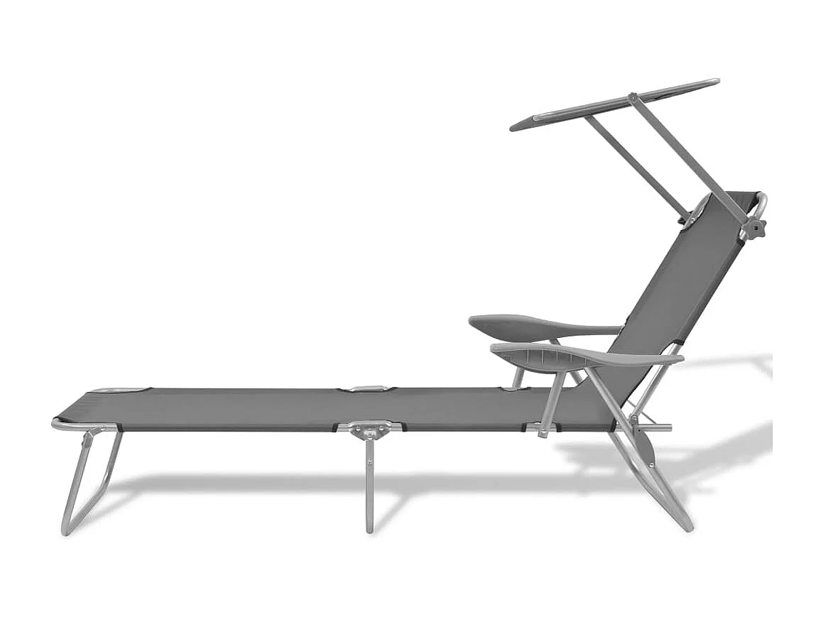 Chaise longue avec auvent Acier Gris