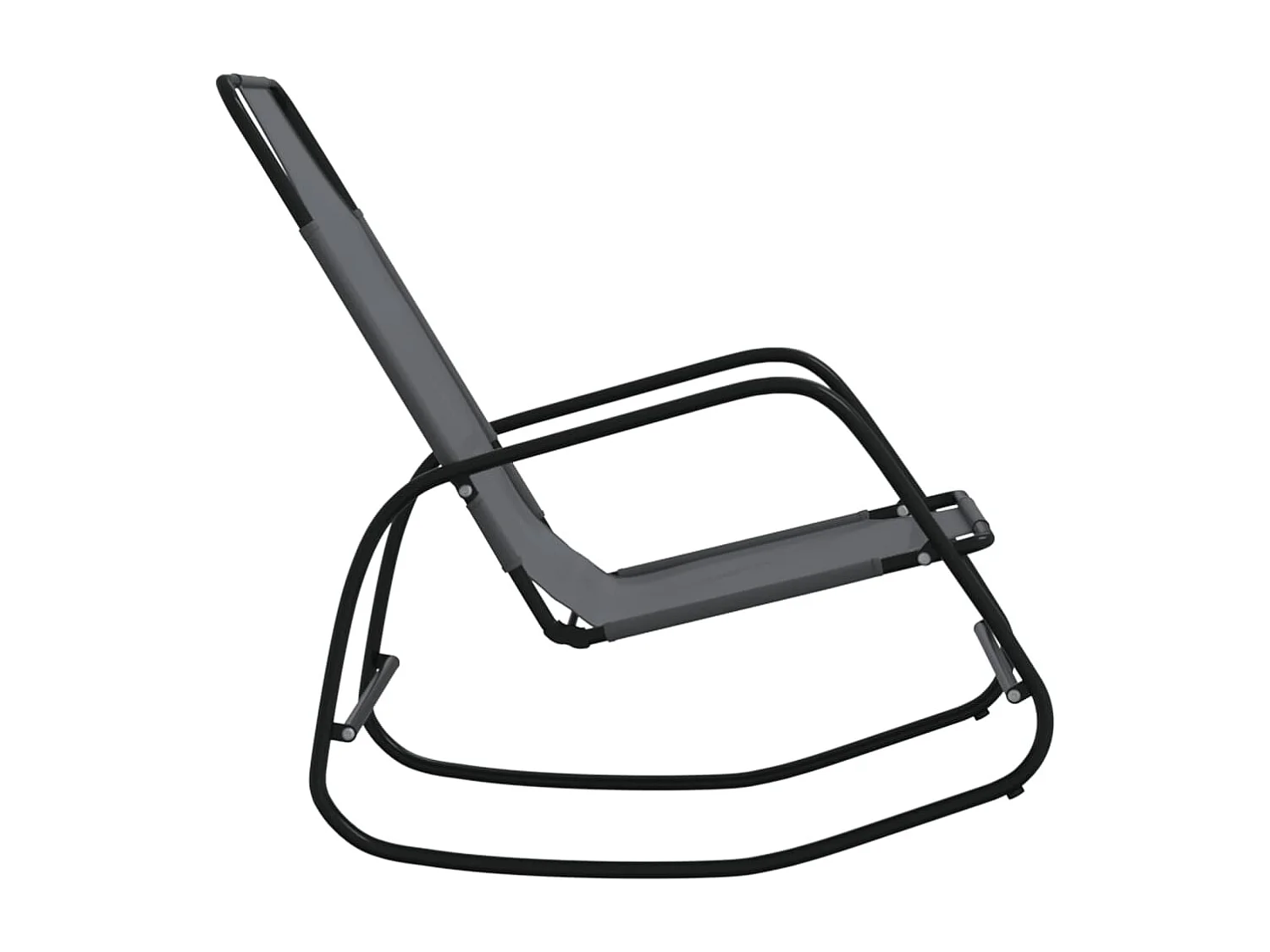 Chaise longue à bascule gris acier et textilène