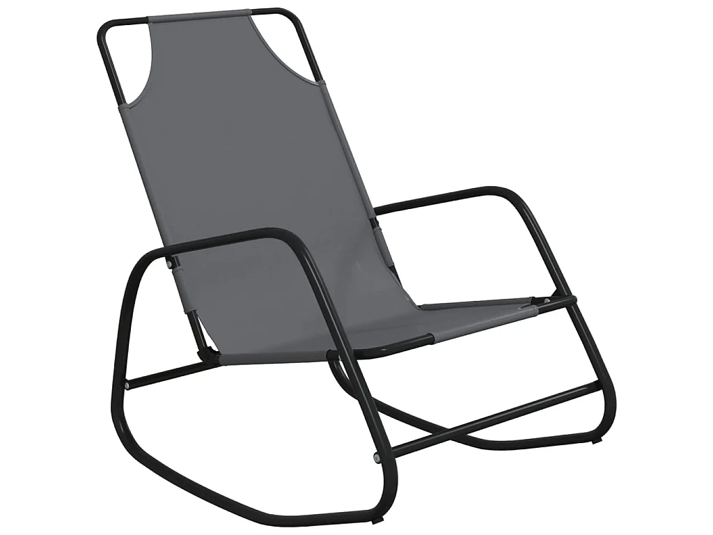 Chaise longue à bascule gris acier et textilène