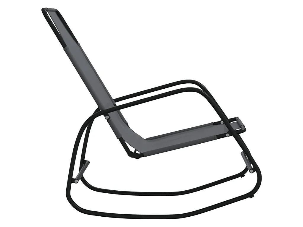 Chaise longue à bascule gris acier et textilène