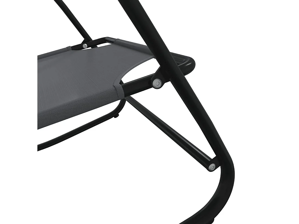 Chaise longue à bascule gris acier et textilène