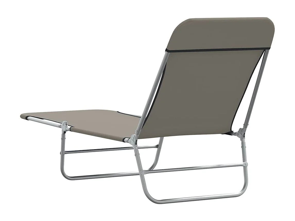 Espreguiçadeiras dobráveis 2 pcs aço e tecido cinzento