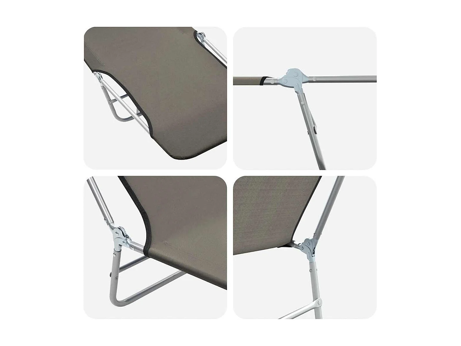 Espreguiçadeiras dobráveis 2 pcs aço e tecido cinzento