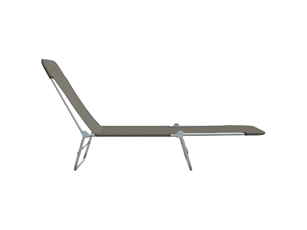 Chaises longues pliables lot de 2 Acier et tissu Gris