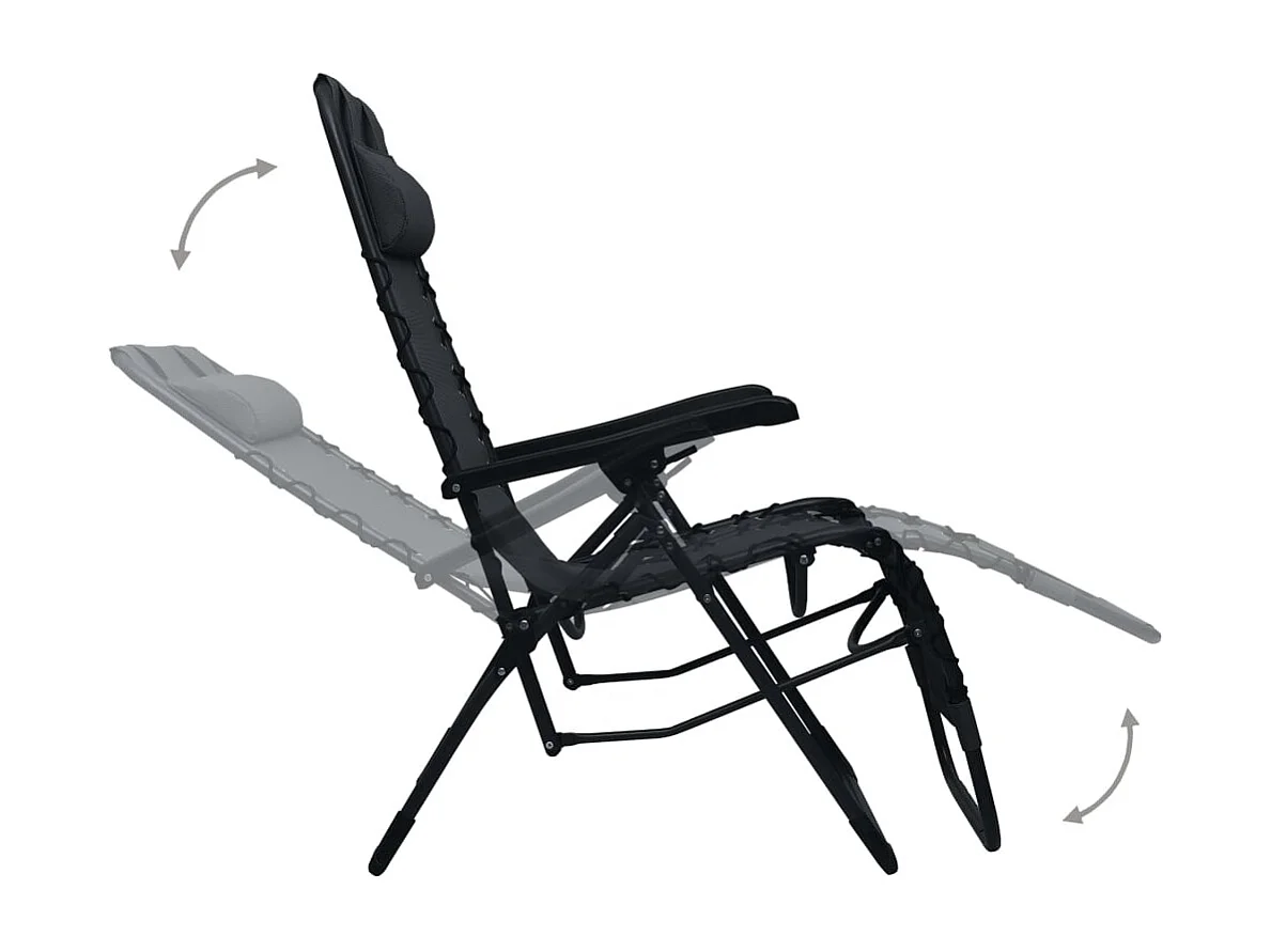 Chaise pliable de terrasse Noir Textilène