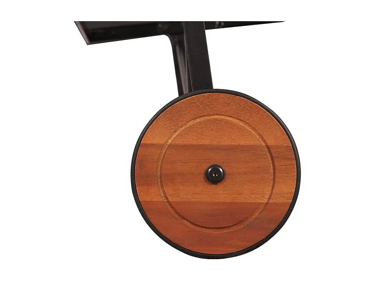 Lettino Prendisole con Gambe in Acciaio Legno Massello Acacia