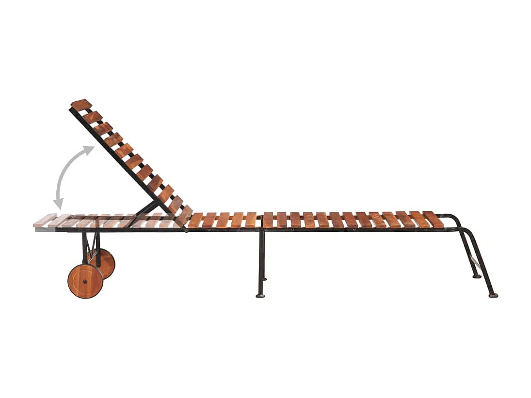 Chaise longue avec pieds en acier Bois d'acacia massif