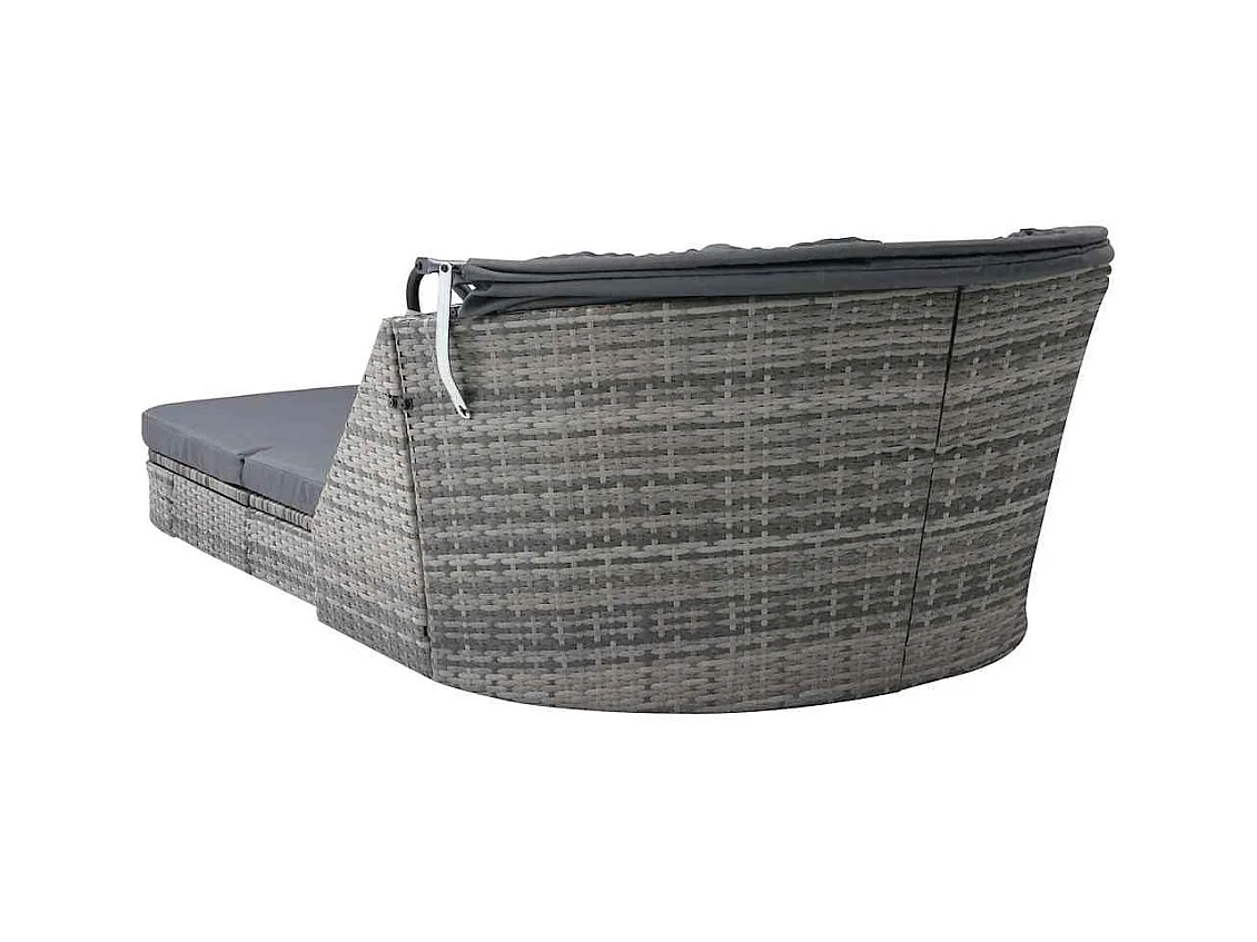 Chaise longue avec auvent Résine tressée Anthracite