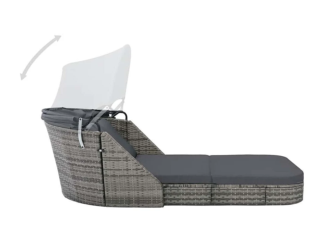 Chaise longue avec auvent Résine tressée Anthracite