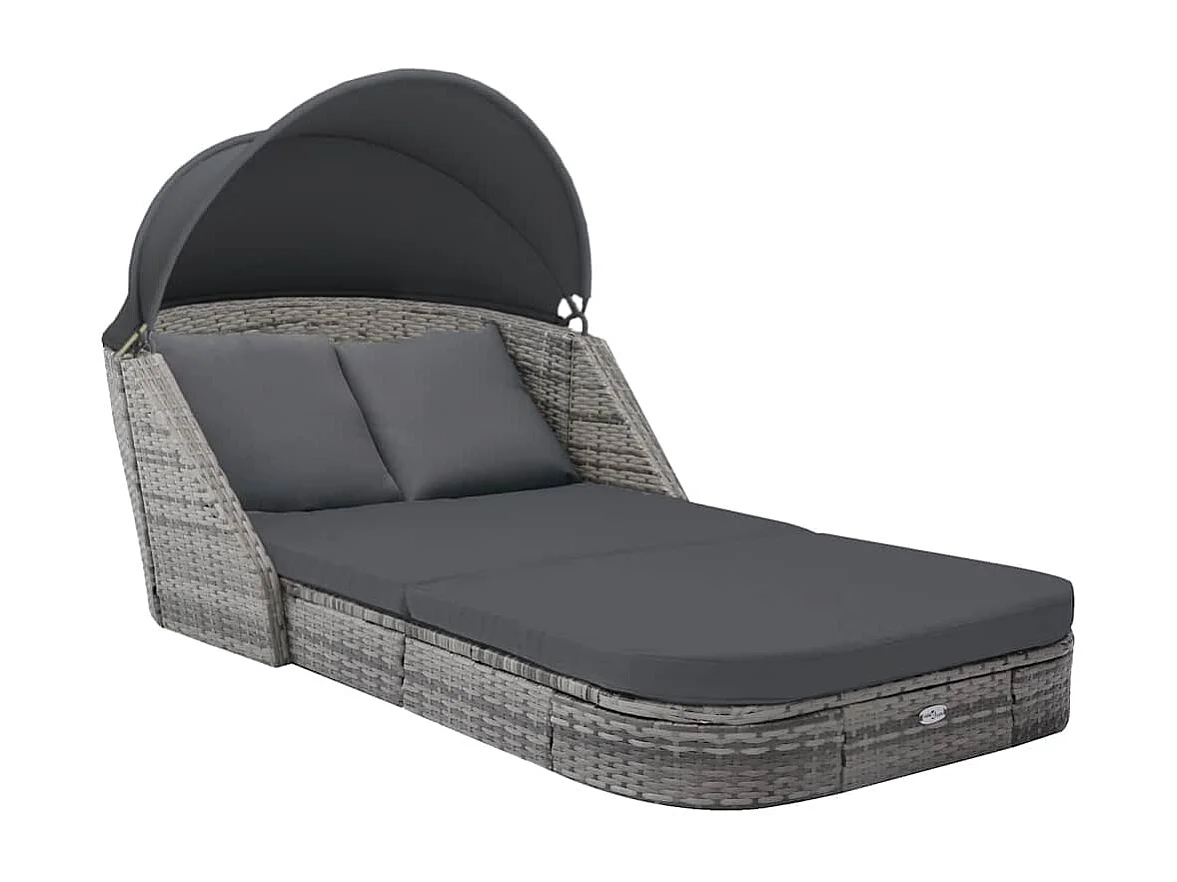 Chaise longue avec auvent Résine tressée Anthracite