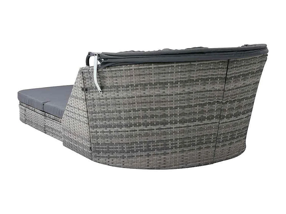 Chaise longue avec auvent Résine tressée Anthracite