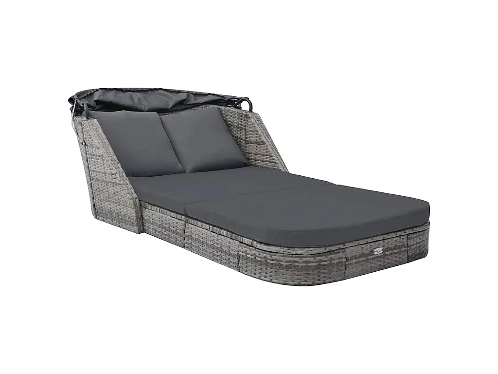 Sonnenliege mit Dach Poly Rattan Anthrazit
