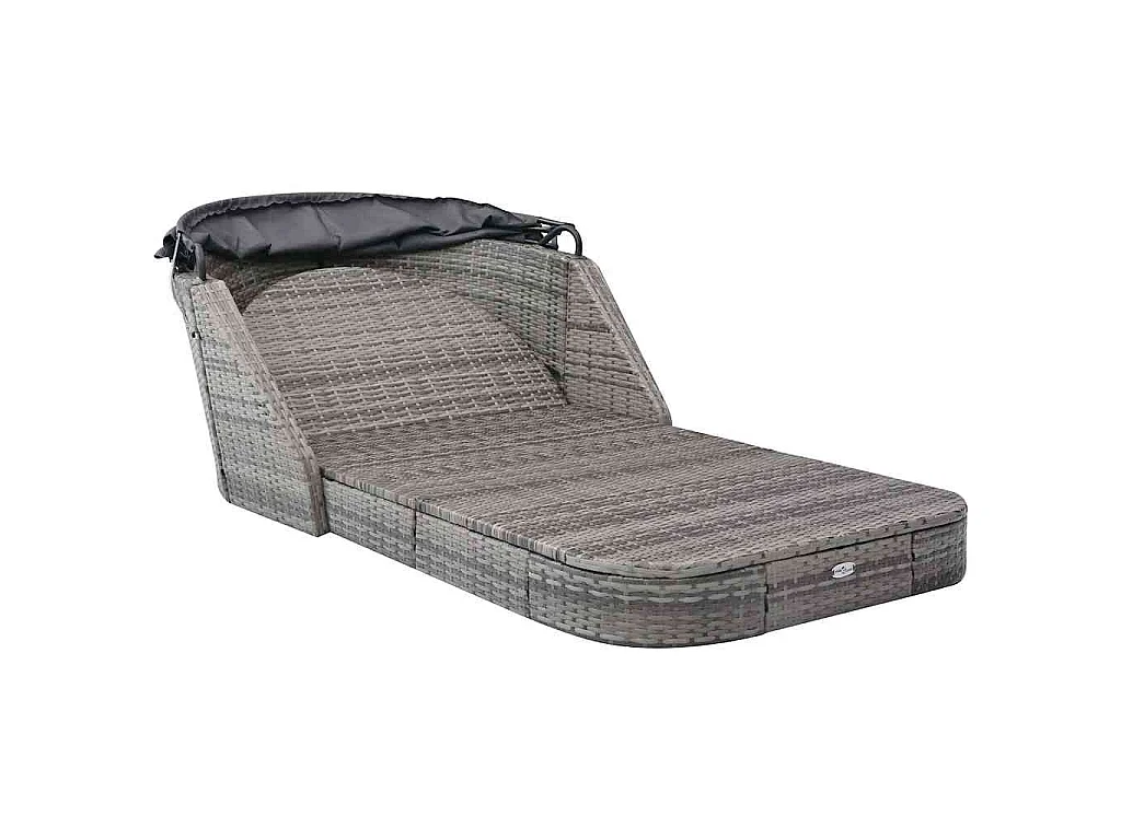 Sonnenliege mit Dach Poly Rattan Anthrazit