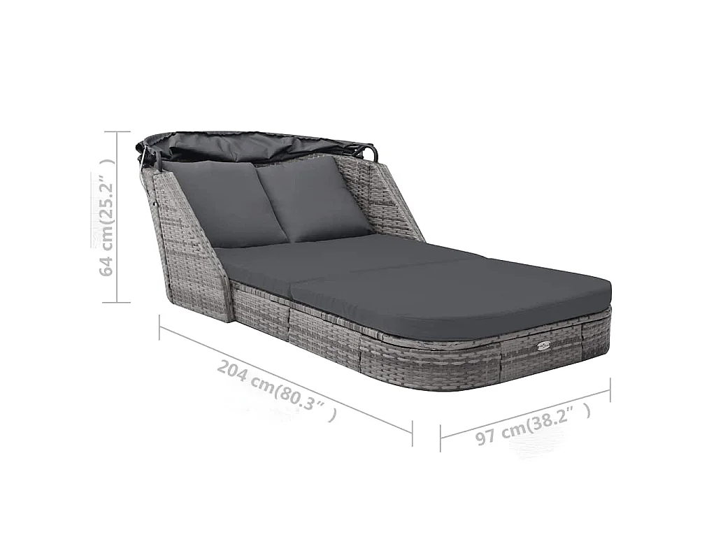 Sonnenliege mit Dach Poly Rattan Anthrazit
