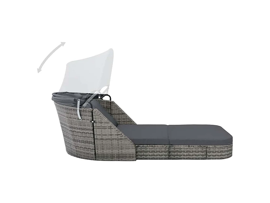 Sonnenliege mit Dach Poly Rattan Anthrazit