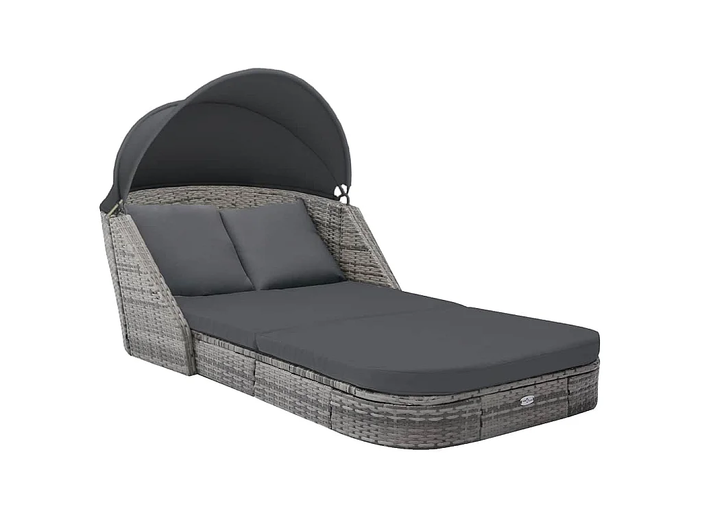 Sonnenliege mit Dach Poly Rattan Anthrazit
