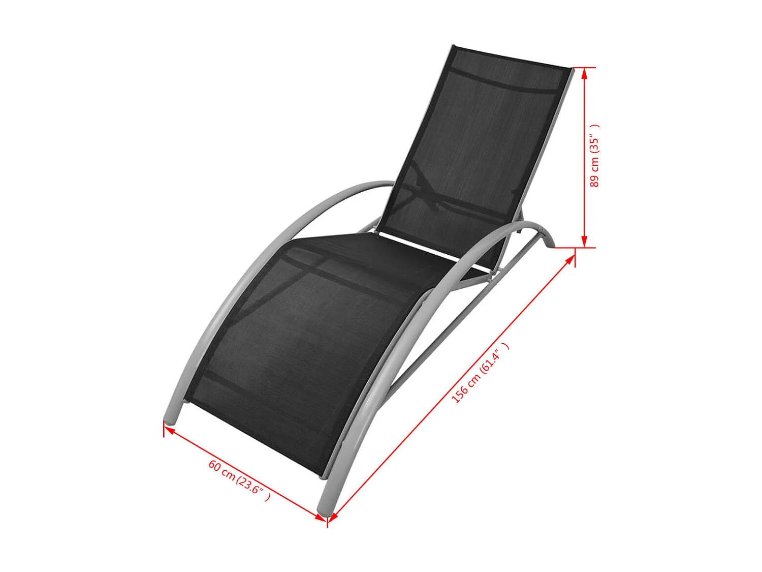 Chaises longues avec table Aluminium Noir