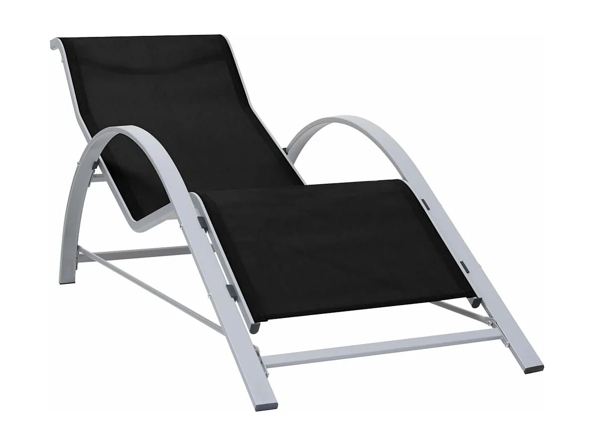 Espreguiçadeiras com mesa 2 pcs alumínio preto