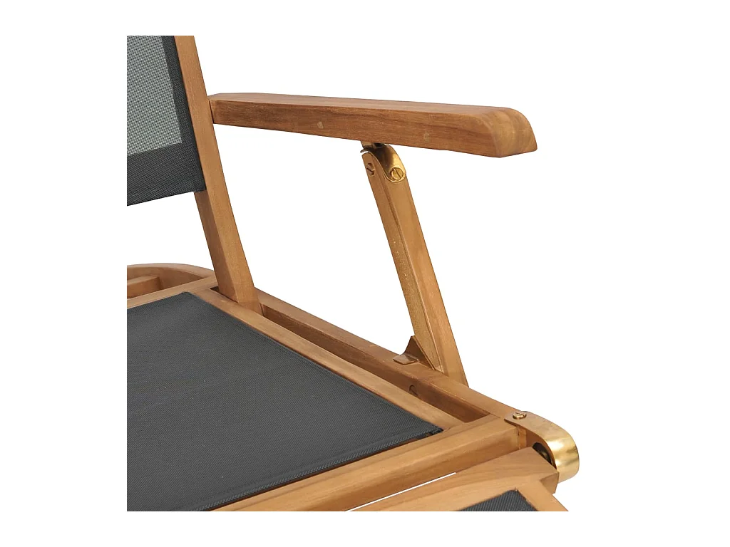 Ligstoel met voetensteun massief teakhout zwart