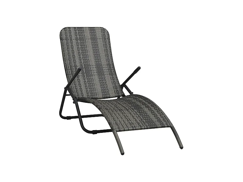 Chaise longue pliable Résine tressée Gris