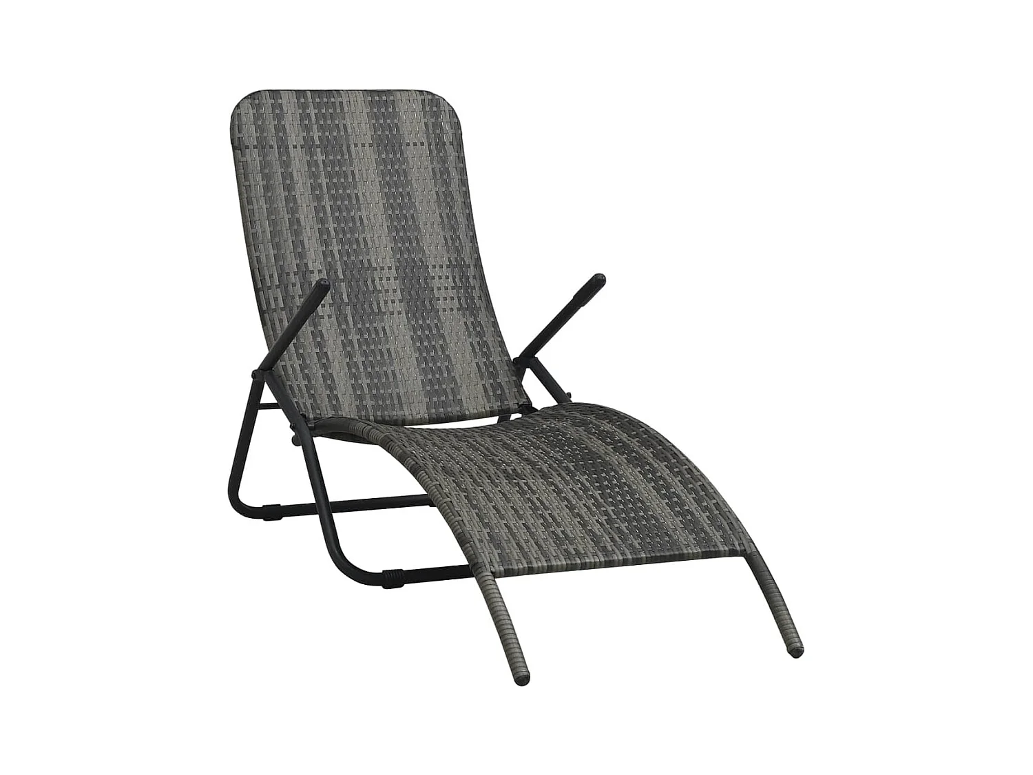 Chaise longue pliable Résine tressée Gris