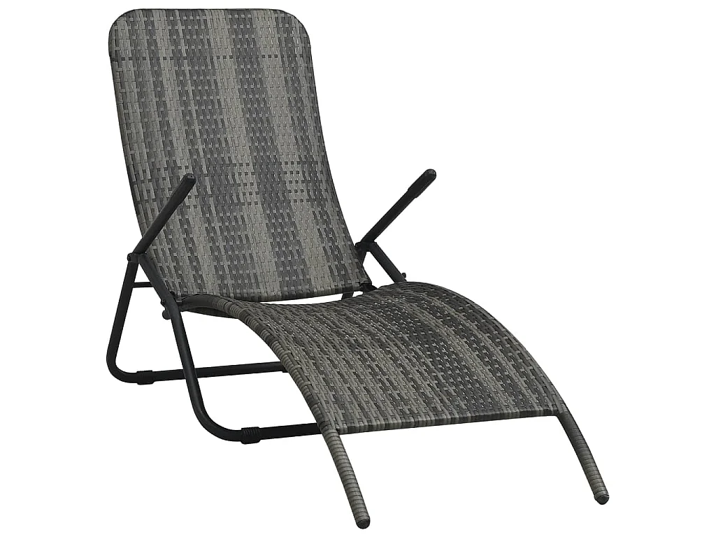 Ligbed inklapbaar poly rattan grijs
