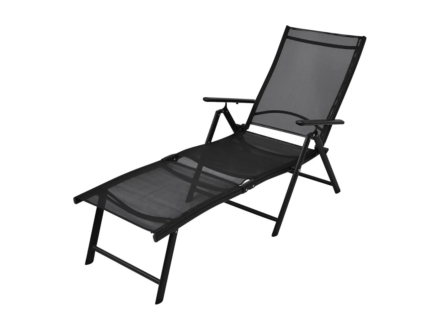 Sonnenliege Klappbar Aluminium Schwarz