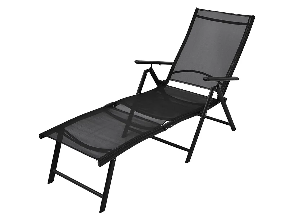 Sonnenliege Klappbar Aluminium Schwarz