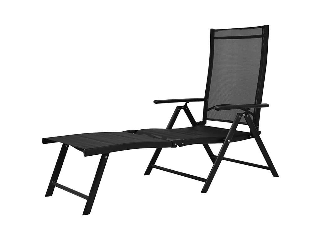 Sonnenliege Klappbar Aluminium Schwarz