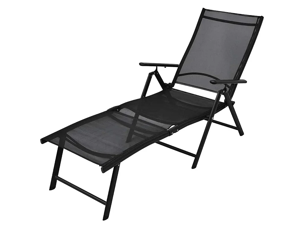 Sonnenliege Klappbar Aluminium Schwarz