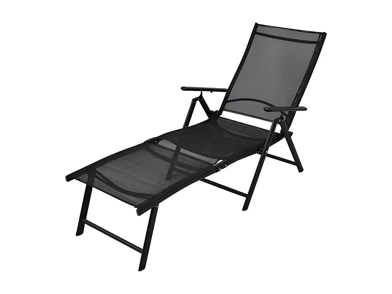 Sonnenliege Klappbar Aluminium Schwarz