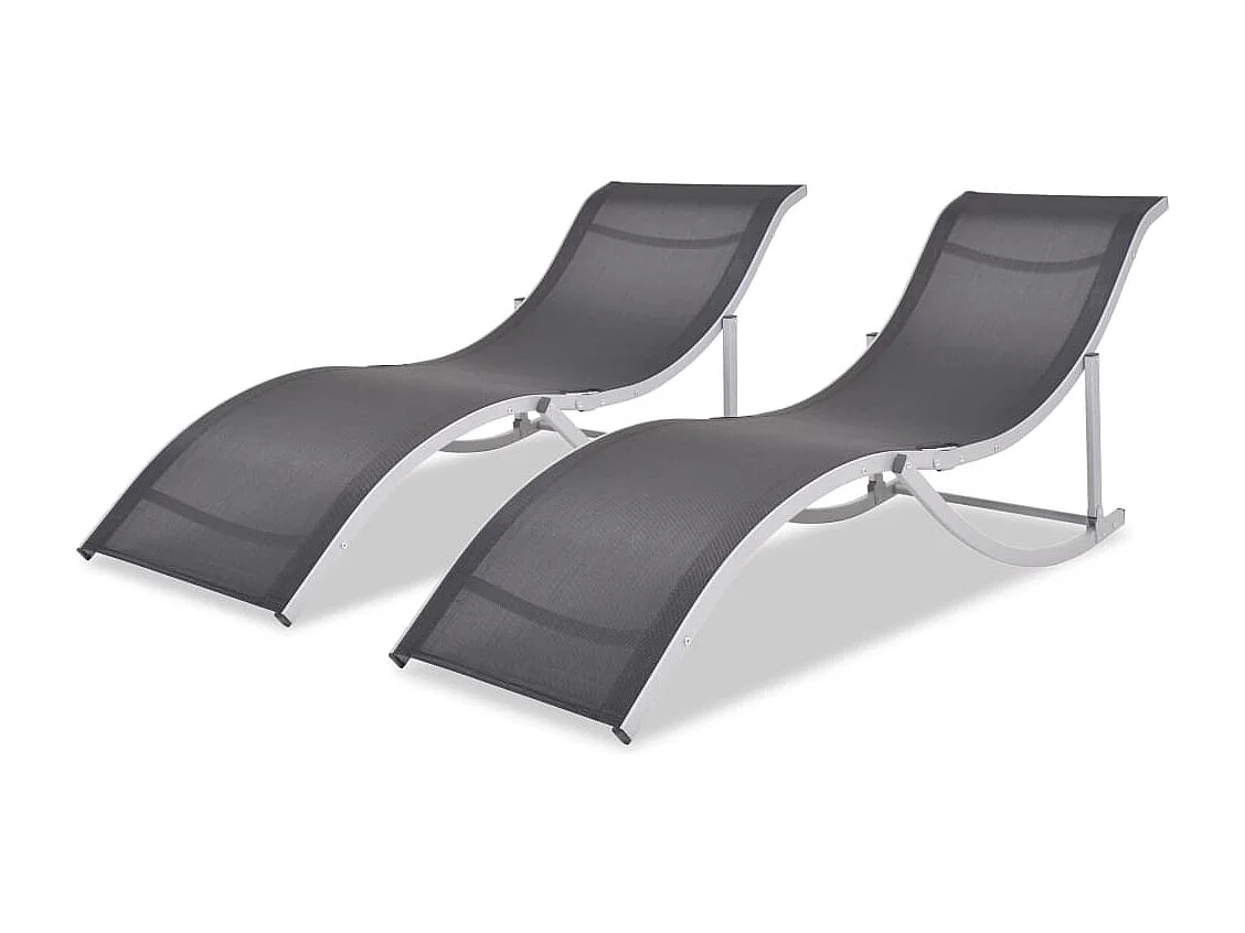 Ligbedden inklapbaar 2 st aluminium en textileen