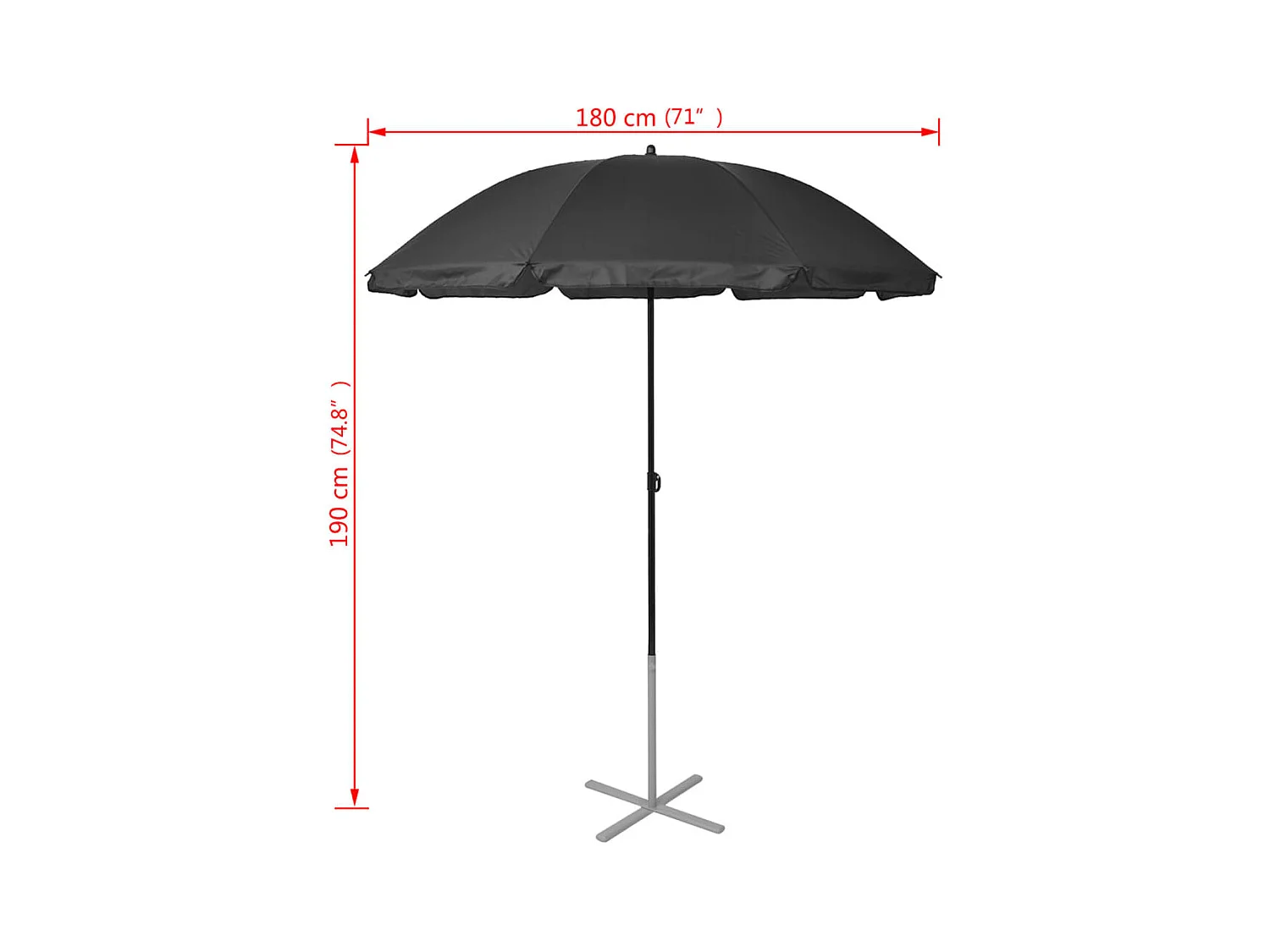 Chaises longues et parasol Aluminium Noir