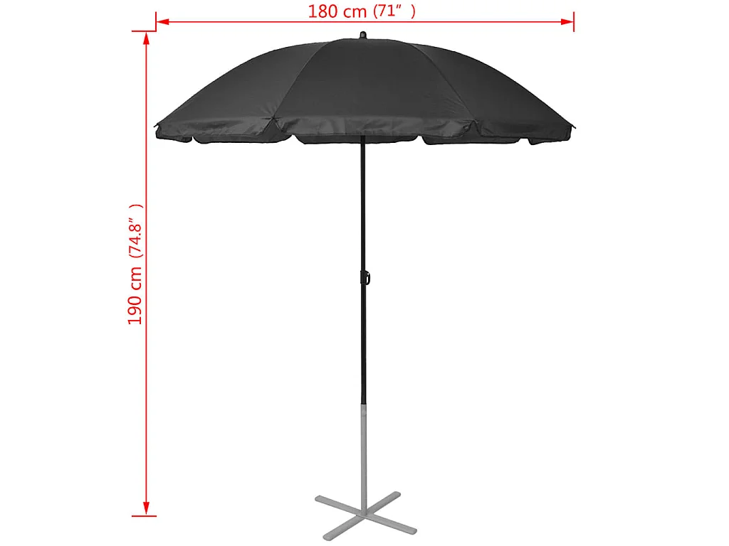 Chaises longues et parasol Aluminium Noir