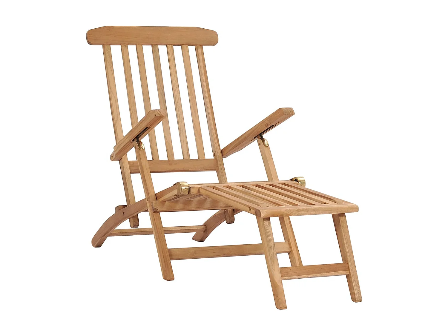 Garten-Liegestühle mit Fußstützen und Tisch Teak Massivholz