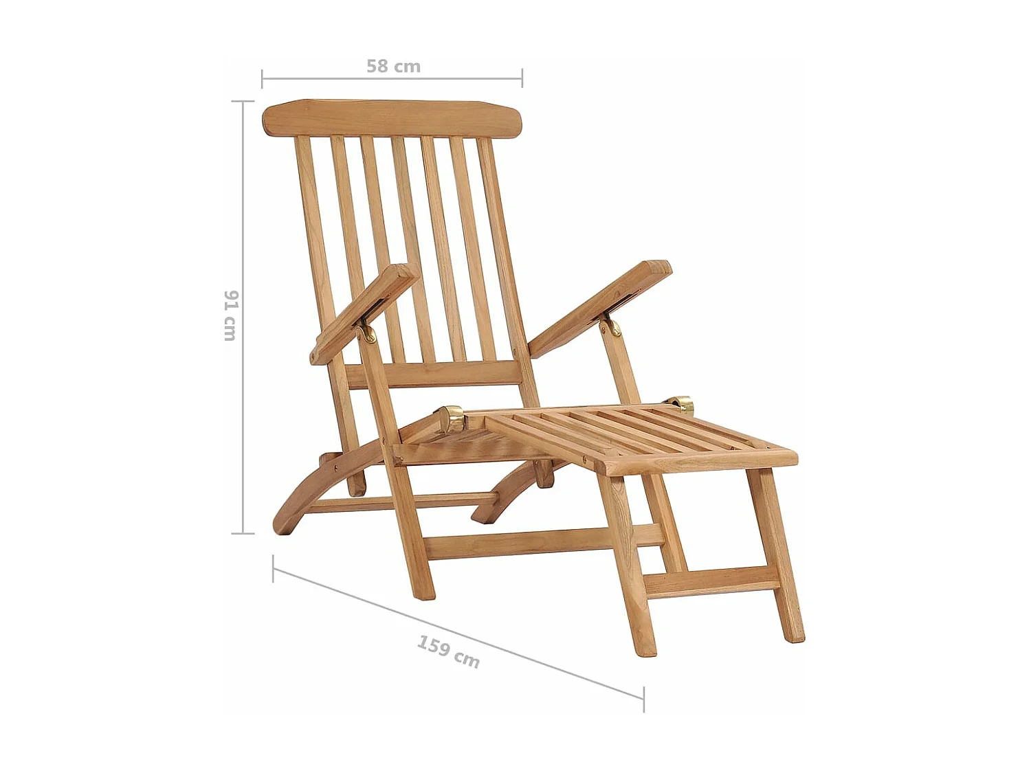 Garten-Liegestühle mit Fußstützen und Tisch Teak Massivholz