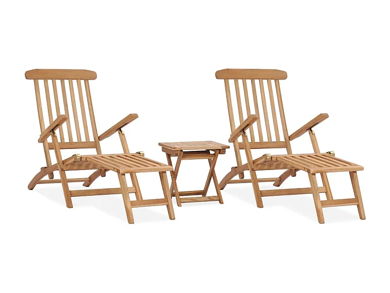 Chaises longues de jardin et repose-pied et table Bois de teck