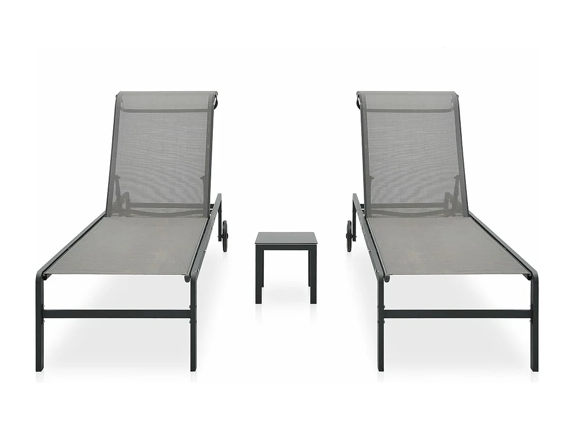 Ligbedden 2 st met tafel textileen en staal