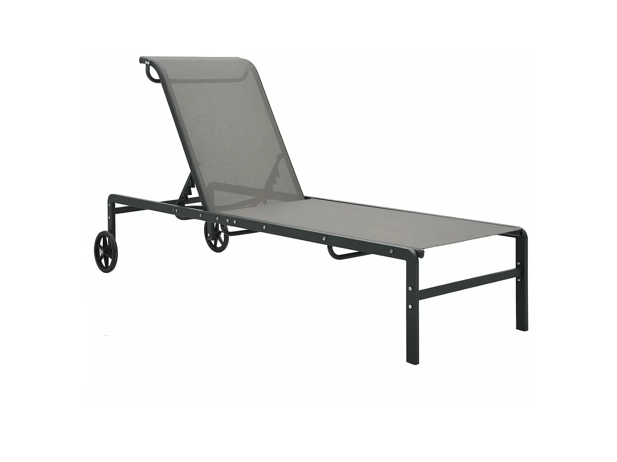 Espreguiçadeiras com mesa 2 pcs textilene e aço